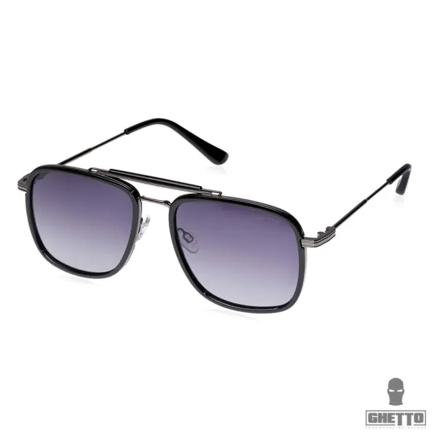 Ghetto Square Retro Oversized Luxury Men Sunglasses Black/Gun Frame
