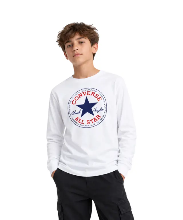 Converse - Παιδική Μακρυμάνικη Μπλούζα Chuck Patch Long Sleeve T-Shirt 966243-001 Λευκό 2