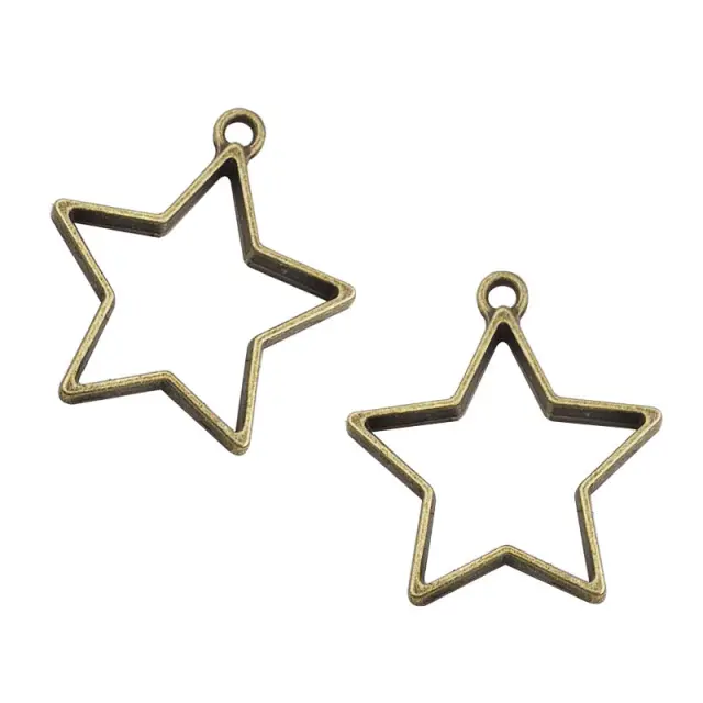 Μεταλλικό Κρεμαστό Open Back - Star - 35x32.8x3.5mm - Antique Bronze - 4τεμ
