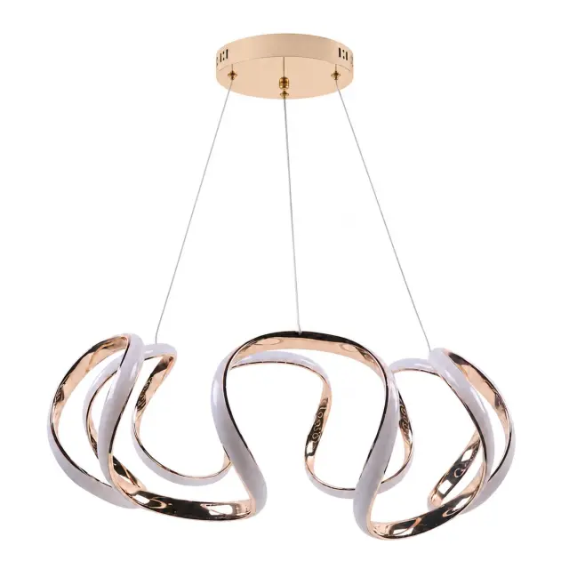 VenCore Nuvia Gold - Μοντέρνο Κρεμαστό Φωτιστικό Οροφής LED 45W Χρυσό Αλουμίνιο με Ρυθμιζόμενο CCT Λευκό - Ημέρας - Θερμό & Χειριστήριο - Φ48 x Υ18cm (7741-20033)