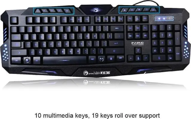 Marvo Gaming Πληκτρολόγιο με φωτιζόμενα πλήκτρα KG636 2