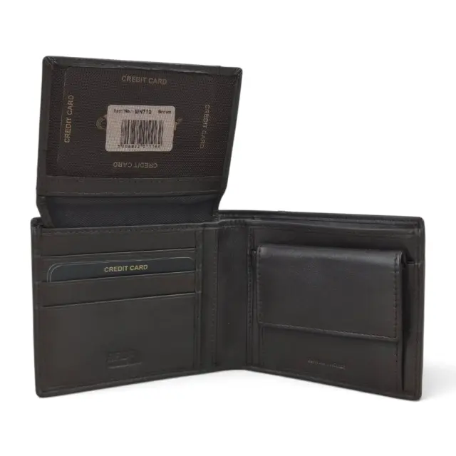 Οριζόντιο Δερμάτινο Πορτοφόλι Diplomat MN710 RFID με Cordura 12x9,5x3cm - Μαύρο 2