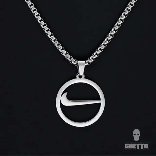 Ghetto Silver Circle Sport Pendant Necklace 2