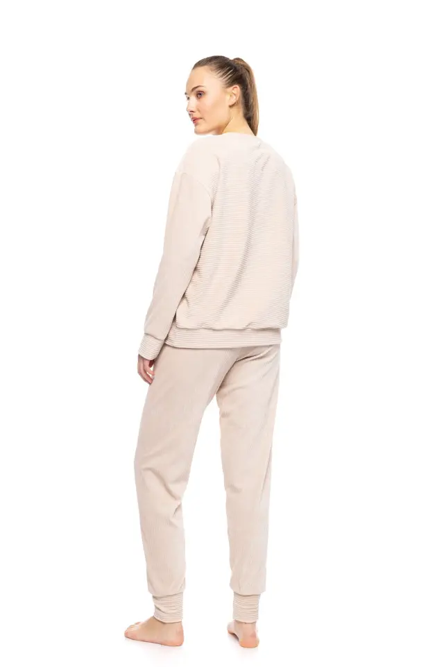 W1692 - White - PYJAMA VELVET STRIPE - L 3