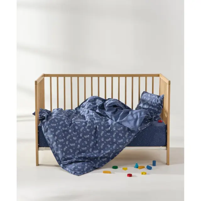 Σετ Σεντόνια Λίκνου 2 Τεμαχίων Kentia Oriane Dark Blue-White 70x120