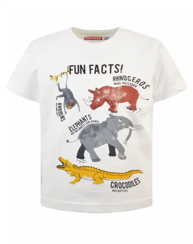 Baby 6 μηνών έως 4 ετών Μακό μπλούζα Fun Facts εκρού