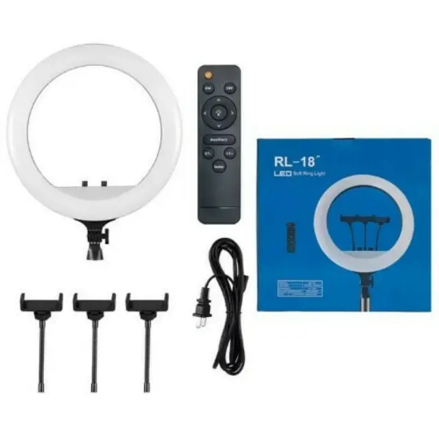 Soft Ring Light LED RL-18″ 46cm με τρίποδο δαπέδου και βάση για κινητό 2700-6500K 2