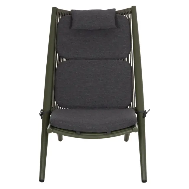 Πολυθρόνα Relax Remus αλουμίνιο & σχοινί Olefin σε Olive Green 63x87x94 εκ 3