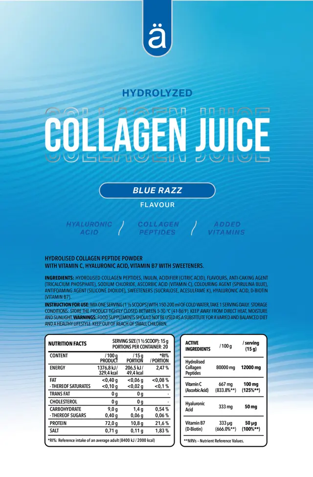 Nanosupps Collagen Juice Blue Razz, 300 g 2