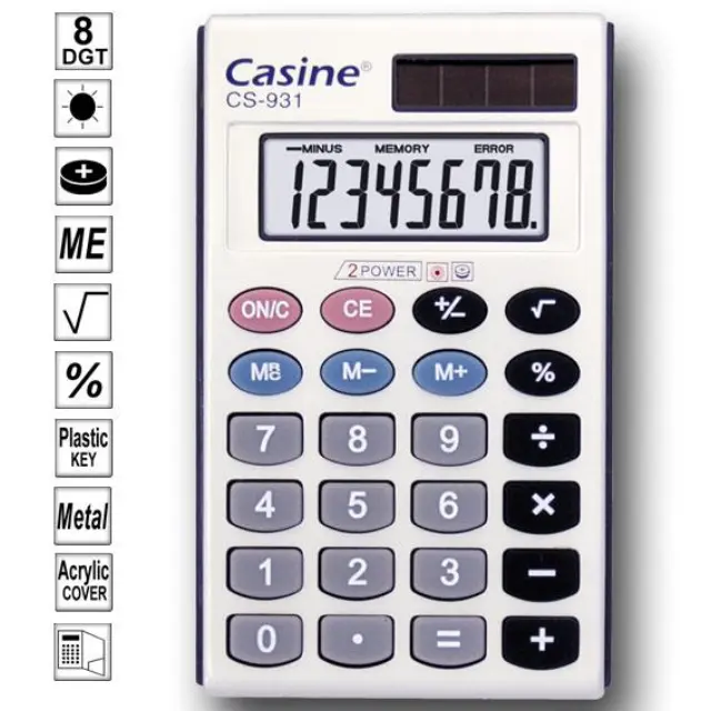 Αριθμομηχανή casine 8 ψηφίων 9x6cm CS-931