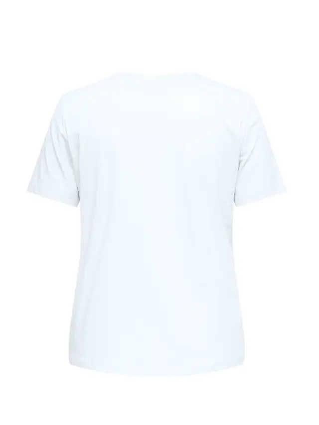 T-shirt plus size με διακοσμητικές πέρλες - Λευκό - XS 2