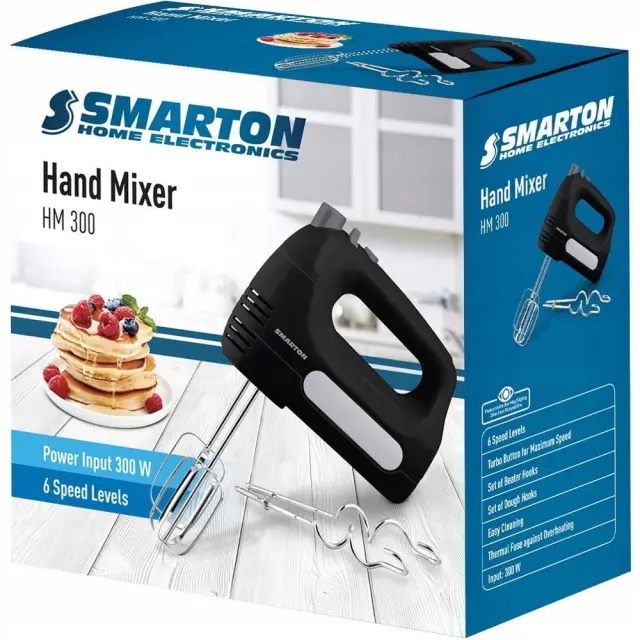 Μίξερ Χειρός 6 Ταχυτήτων 300W Smarton HM 300 Μαύρο 2