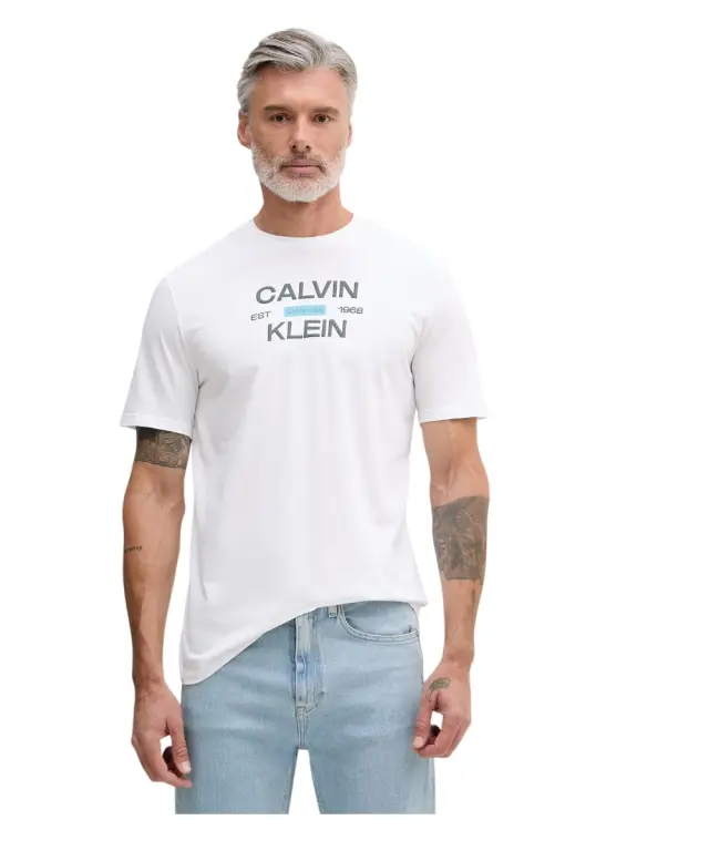Calvin Klein - Ανδρικό T-shirt Stack Grap Regular Fit LV04RG805G-YAF Λευκό - XL