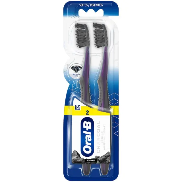 Oral-B Charcoal Whitening Therapy Soft Μαύρο-Μωβ 2τμχ