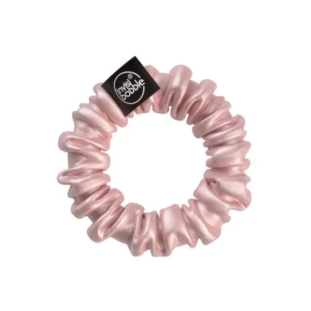 Invisibobble Slim Sprunchie Bella Chrome Λαστιχάκι Υφασμάτινης Υφής Ροζ & Ασημί, 2τμχ 3