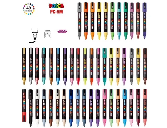 Μαρκαδόρος Σχεδίου Uni Posca PC-5M Medium με πάχος μύτης 1.8-2.5mm - Metallic GreenPC-5M(E) - METAΛ-ΠPAΣ 2