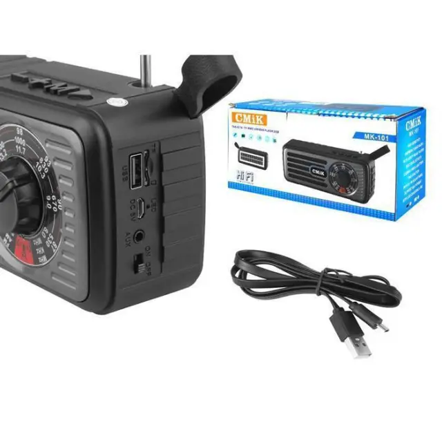 CMIK MK-101 Φορητό Ραδιόφωνο Ηλιακό με Bluetooth και USB Μαύρο 3