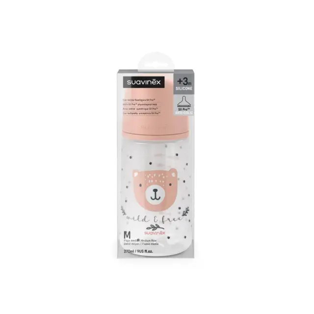 Μπιμπερό Σιλικόνης Suavinex Φυσιολογική θηλή SX PRO 270ml +3μ Dreams Pink BR90175 3