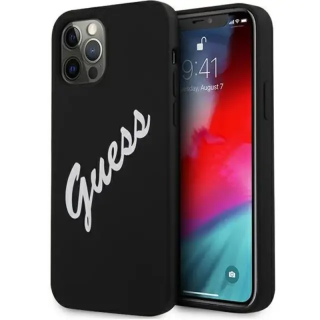 Guess Silicone Vintage Back Cover Πλαστικό Black White (iPhone 12 Pro Max)