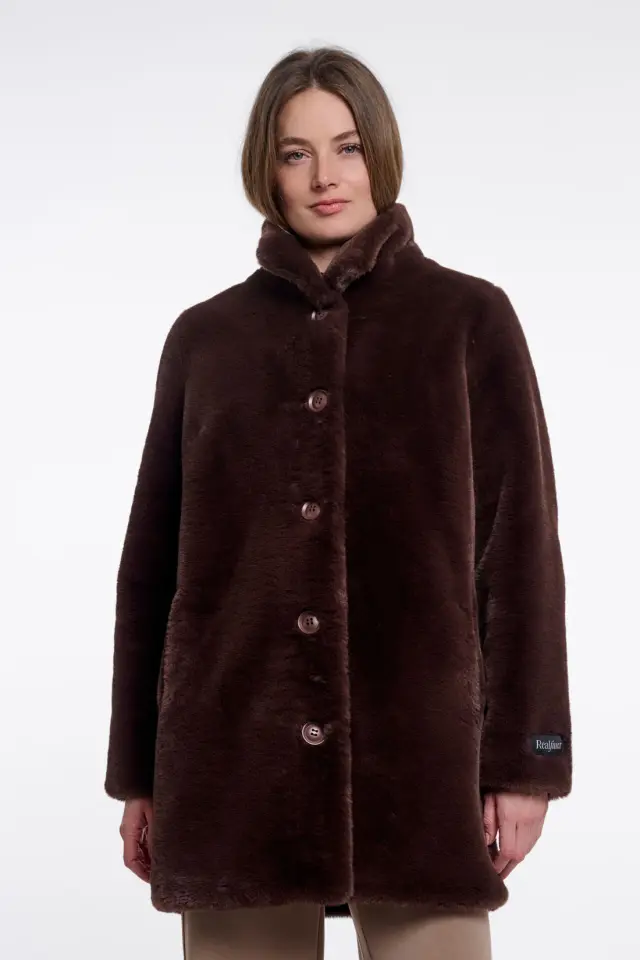 RINO & PELLE “NONNA” FAUX FUR COAT(NONNA-7002611-CHOCOLATE-BEAN) - 42 3