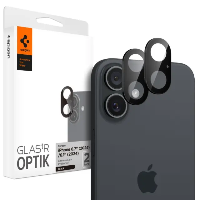 Spigen Optik Glas.tr Camera Protector 2-pack Iphone 16 / 16 Plus Black