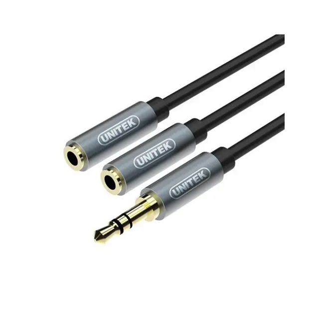 Unitek Καλώδιο miniJack 2socket 0.2m (Y-C956ABK)