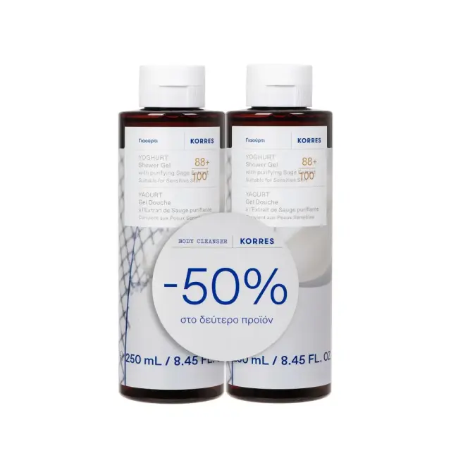 Korres Promo Yoghurt Shower Gel - Αφρόλουτρο Σώματος Γιαούρτι 2x250ml (-50% στο 2ο Προϊόν)