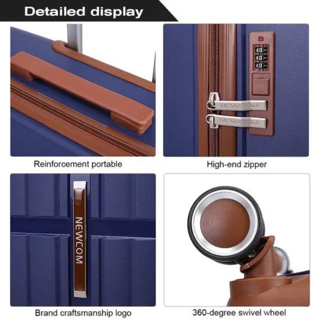 Βαλίτσα σκληρή Newcom N1596 (PP) μικρή μεσαία 56x22x37 cm + 67x22,5x43 cm μπλε - Small 3