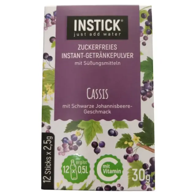 Χυμός σε Σκόνη INSTICK, Φραγκοστάφυλο, 12 sticks x 2.5γρ
