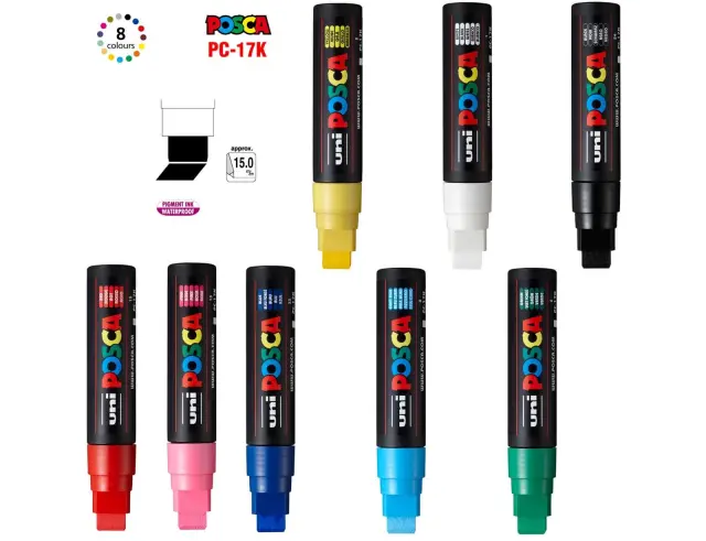 Μαρκαδόρος Σχεδίου Uni Posca PC-17K με πάχος μύτης 15.0mm - RedPC-17K(E) - KOKKINO 2