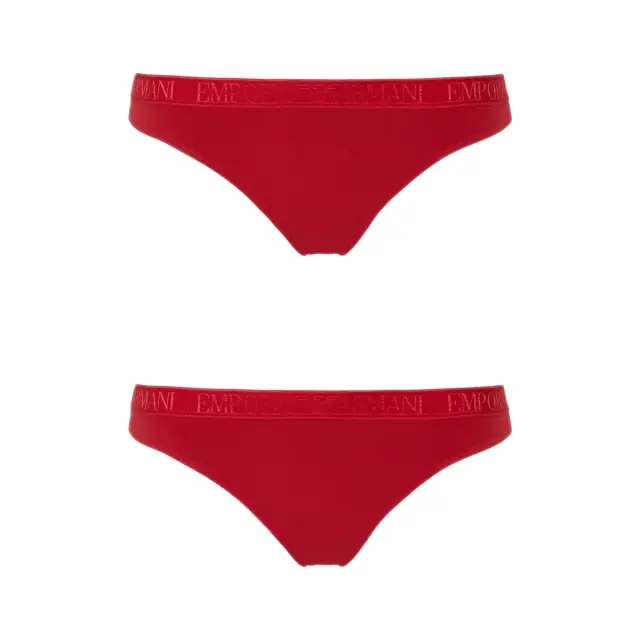 Emporio Armani Γυναικείο String Full Waistband Logo - Διπλό Πακέτο, Χρώμα Κόκκινο-Κόκκινο 3