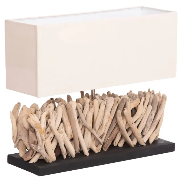 Επιτραπέζιο ορθογώνιο φωτιστικό Twiggy Driftwood & λευκό καπέλο 56x16.5x43 εκ.