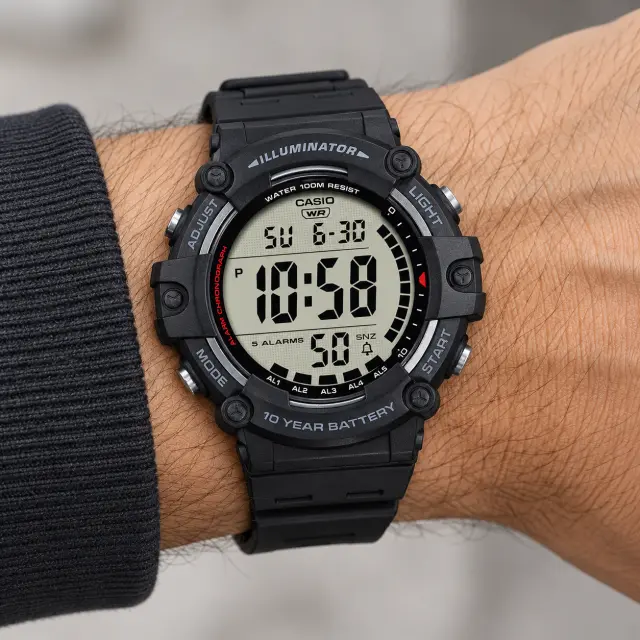 Ανδρικό Ψηφιακό Ρολόι Casio Illuminator 11-AE-1500WH-1AVEF Μαύρο 100M 2
