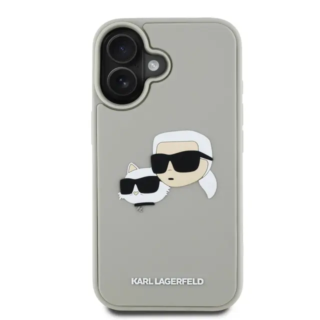 Karl Lagerfeld 3D Rubber Double Heads Case for iPhone 16 Beige 3