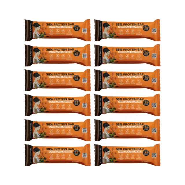 Μπάρες Πρωτεΐνης 38% Αμύγδαλο & Μέλι • Mythic Flavors • Big Combo 12 τμχ