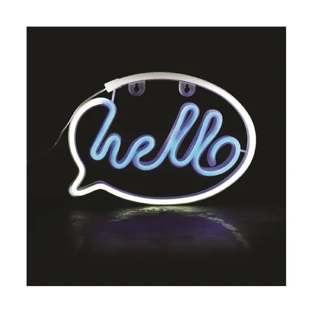 AcaLight Offer HELLO, 220 NEON LED ΛΑΜΠΑΚΙΑ ΜΕ ΜΠΑΤΑΡΙΑ (3xΑΑ)/USB, ΛΕΥΚΟ/ΜΠΛΕ, IP20, 25.5*2*18.5