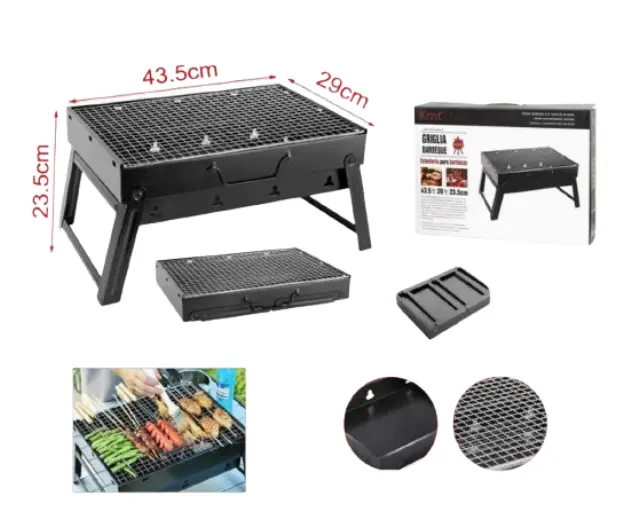 KMT Style Φορητή Ψησταριά Κάρβουνου για BBQ 43.5x29εκ. Μαύρη 3