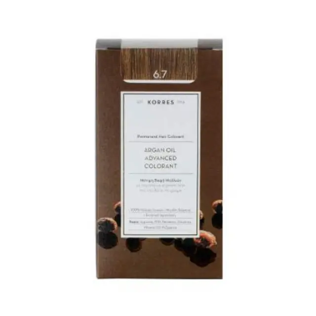 Korres Argan Oil Advanced Colorant Μόνιμη Βαφή Μαλλιών 6.7 Κακάο, 50ml 2