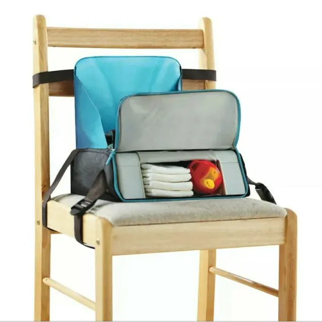 Munchkin Travel Booster Seat Τσάντα και Καρεκλάκι Φαγητού 2 σε 1 σε Γκρι/Γαλάζιο Χρώμα 1 Τεμάχιο 3