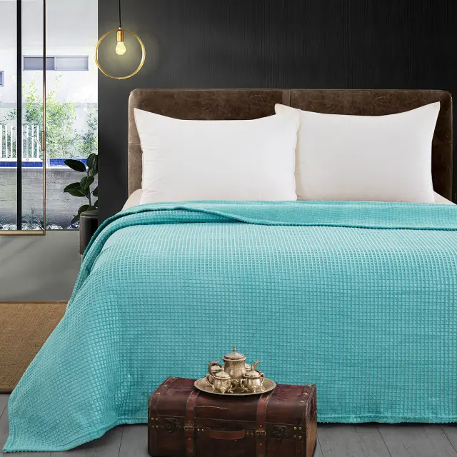 Κουβέρτα 160x220 Μονή Fleece Beauty Home Art 11554 Τυρκουάζ 100% Πολυέστερ