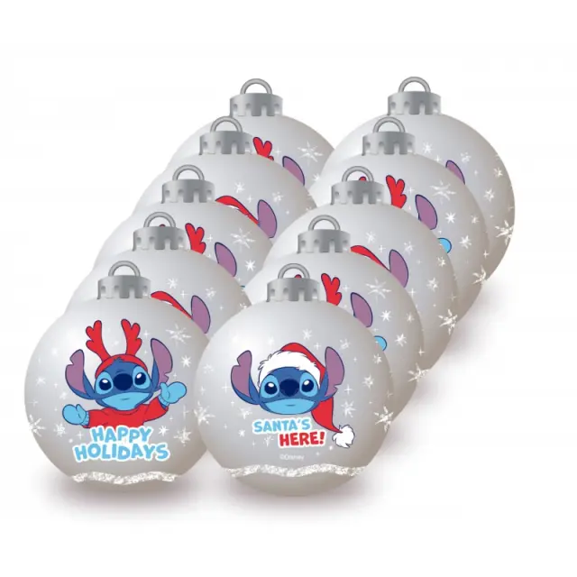 Σετ 10 Χριστουγεννιάτικες Μπάλες Disney Stitch 6 cm Silver 3