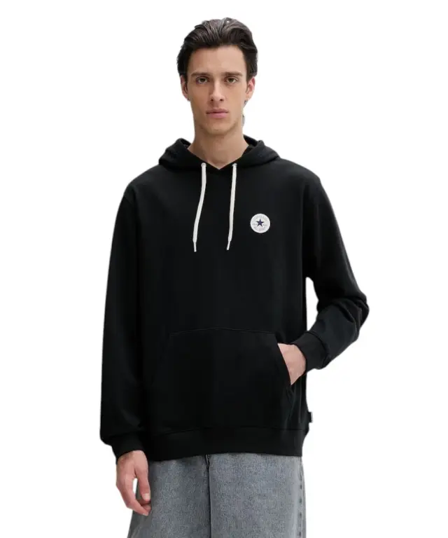 Converse - Ανδρική Μακρυμάνικη Φούτερ με Κουκούλα Chuck Patch CVM6H113-001 Μαύρο - XS