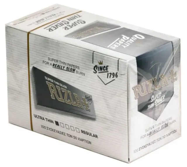Χαρτάκια Rizla Ασημί 50 φύλλων Συσκ. 100 τμχ