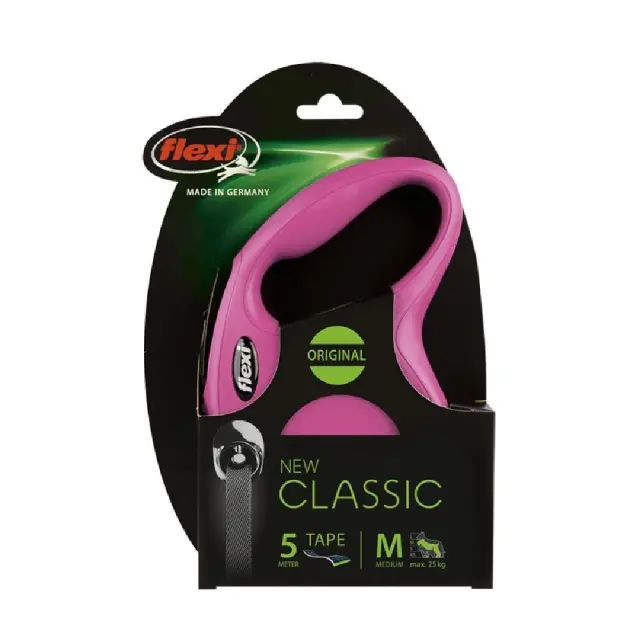 Flexi New Classic Πτυσσόμενο Λουρί/Οδηγός Σκύλου Ιμάντας Ροζ 5m Έως 25kg Ροζ - M 2