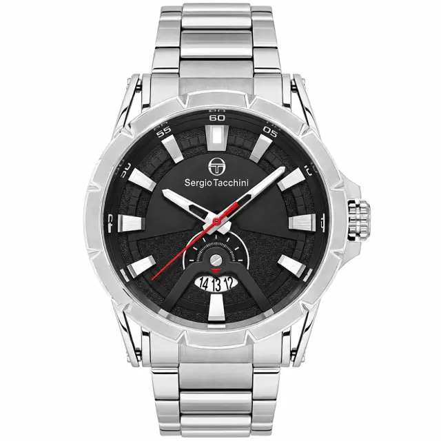 Ανδρικό Ρολόι Sergio Tacchini ST.1.10454-2 Ασημί με Μαύρο Καντράν