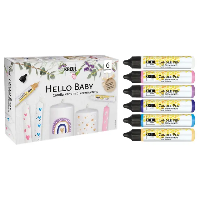 Σετ Hello Baby Χρώματα-Στυλό για Διακόσμηση Κεριών KREUL Candle Pen, 6 τεμ.