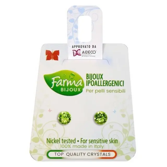 Farma Bijoux Υποαλλεργικά Παιδικά Σκουλαρίκια Καρφωτά με Πέτρες Πράσινα 1 Ζευγάρι