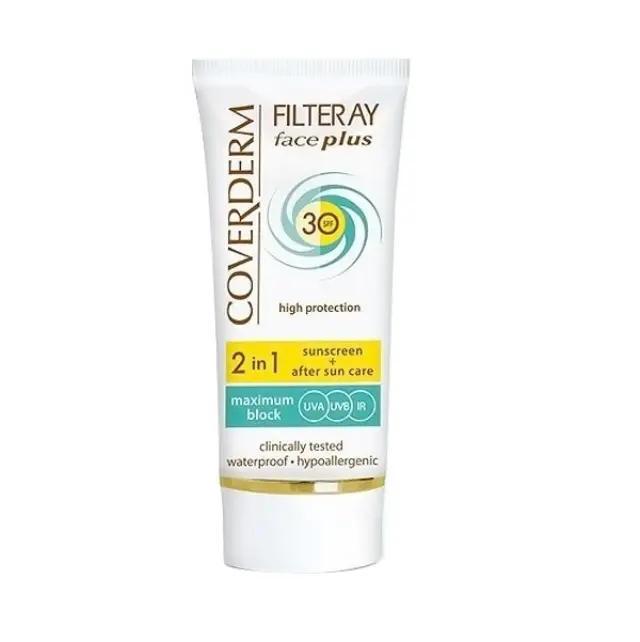 Coverderm Filteray Face Plus Sunscreen Αντιηλιακό Προσώπου Χωρίς Χρώμα SPF30 για Κανονικές Επιδερμίδες, 50ml