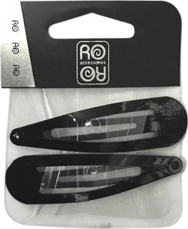 Ro-Ro Accessories Κλικ Κλακ Μαύρα 7cm Σετ, 2τμχ