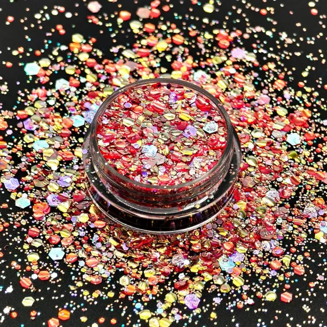 Chunky glitter 15gr, κόκκινο-χρυσό mix